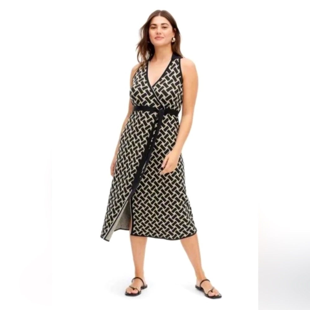 DVF knitted wrap dress, L